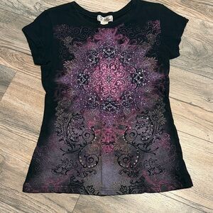 Twisted Black and Pink Mandala Tee